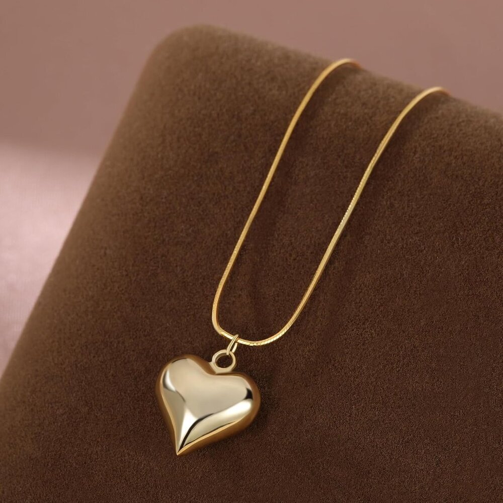 925 Sterling Silver Love Heart Choker Necklace for Women Teens Chunky Love Heart - Picture 2 of 7
